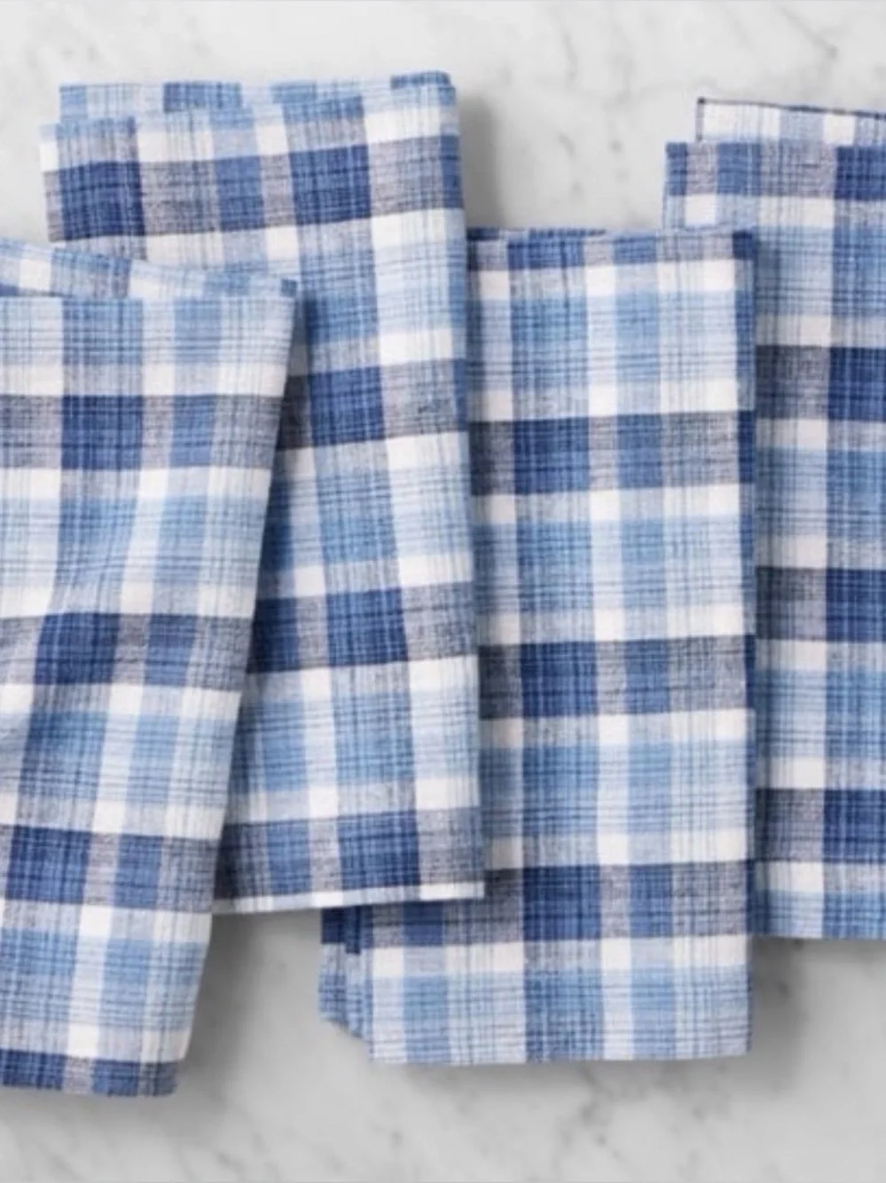 Williams Sonoma Tonal Plaid Linen/Cotton Napkins Set of 8